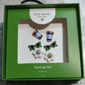 Kate Spade Earrings Set - Blue, Green, White